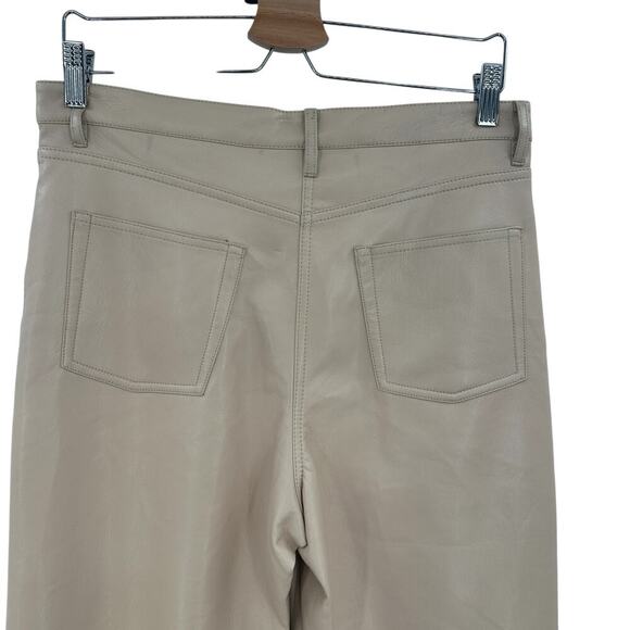 Aritzia Wilfred The Melina Pants Vegan Leather Cropped Beige Size 10 - Picture 4 of 11